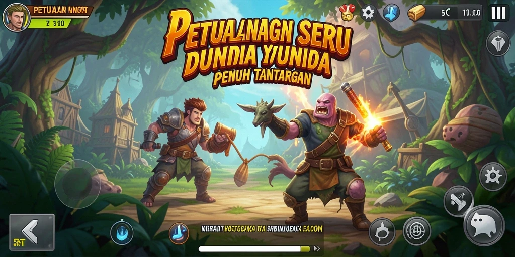 Screenshot gameplay 5RT menampilkan petualangan seru di dunia yang berbahaya.