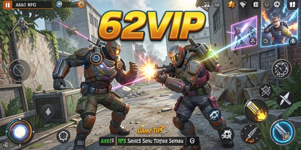Tampilan gameplay menarik dari 62VIP dengan pertempuran TPS yang seru.