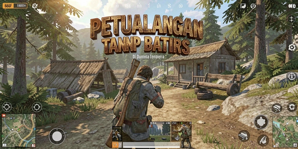 Screenshot menampilkan aksi eksplorasi dalam dunia terbuka 666F.