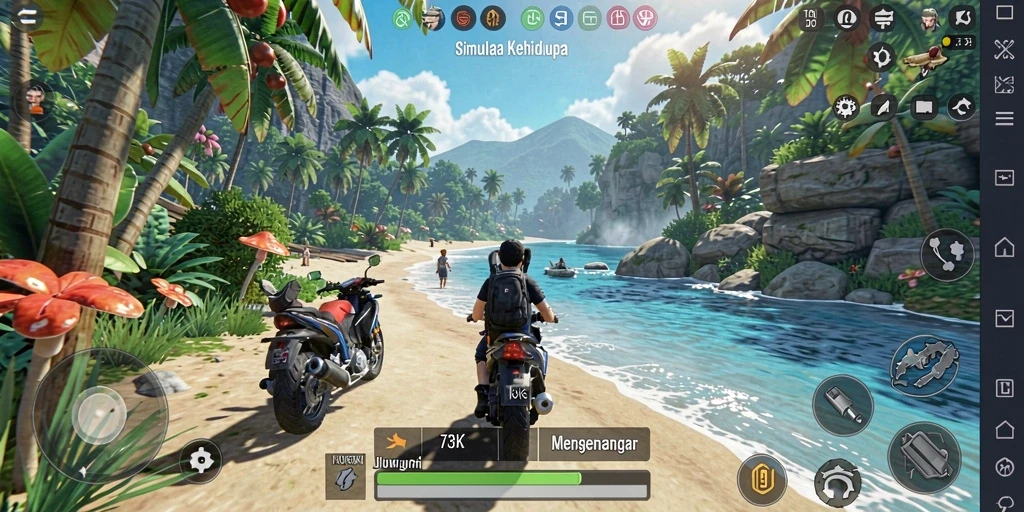Screenshot utama 73K menunjukkan pengalaman gameplay yang mendalam.
