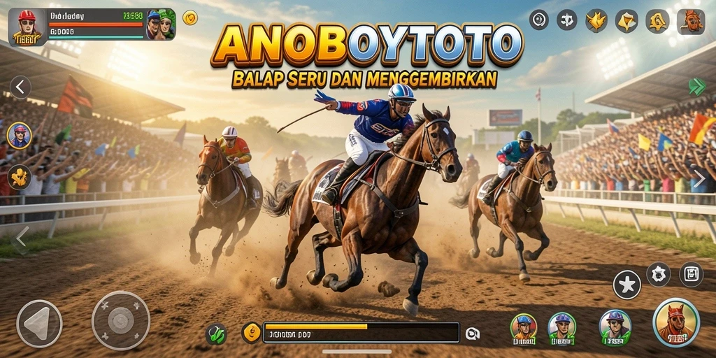 Screenshot gameplay ANOBOYTOTO yang menunjukkan aksi balapan seru dan lintasan menantang.