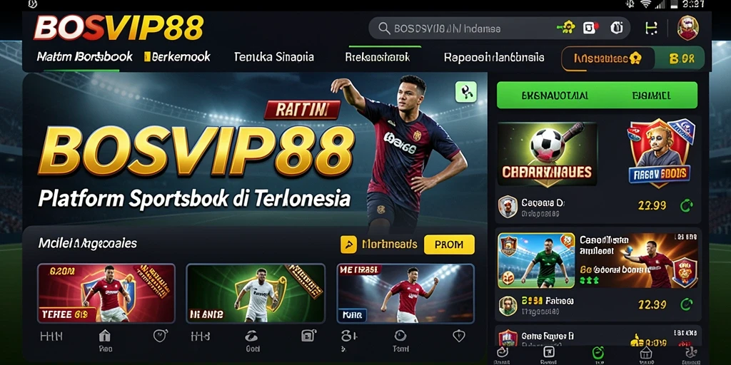 Screenshot utama BOSVIP88 menampilkan fitur taruhan olahraga yang menarik.