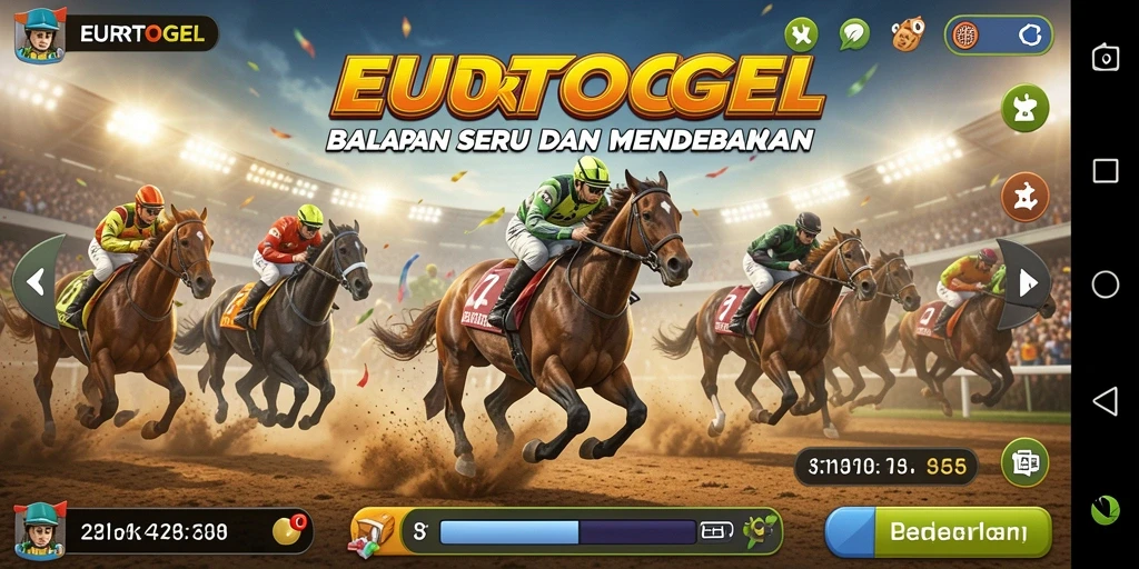 Screenshot gameplay EUROTOGEL yang menampilkan balapan cepat dan intens.