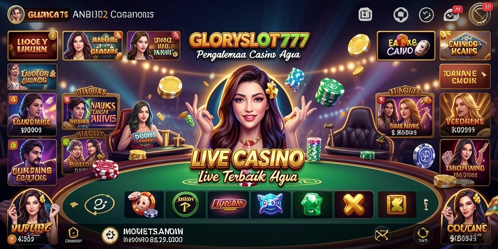 Tampilan mendebarkan dari permainan Live Casino GLORYSLOT777.
