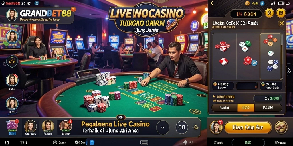 Tampilan gameplay menarik di aplikasi GRANDBET88 Live Casino.