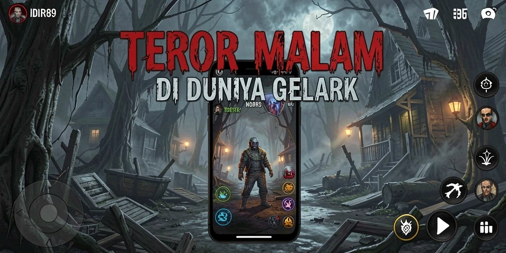 Tangkapan layar gameplay IDR89 yang memperlihatkan suasana horor yang mencekam.