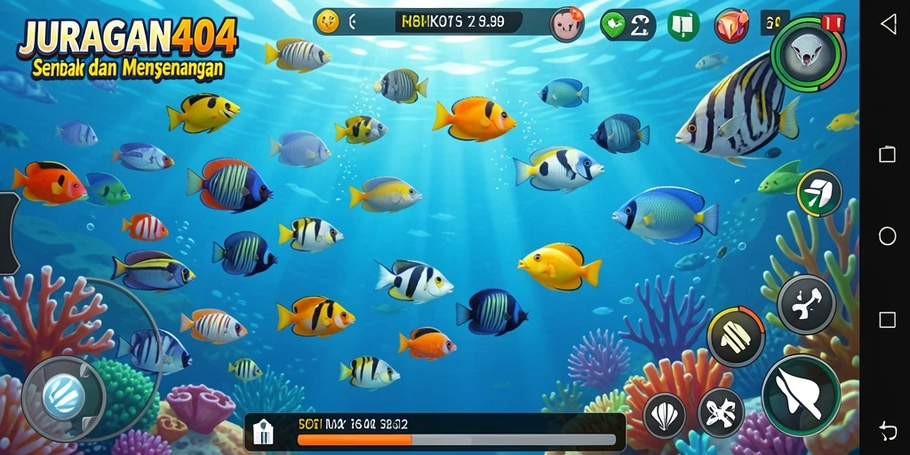 Tampilan gameplay menembak ikan di JURAGAN404 yang seru.