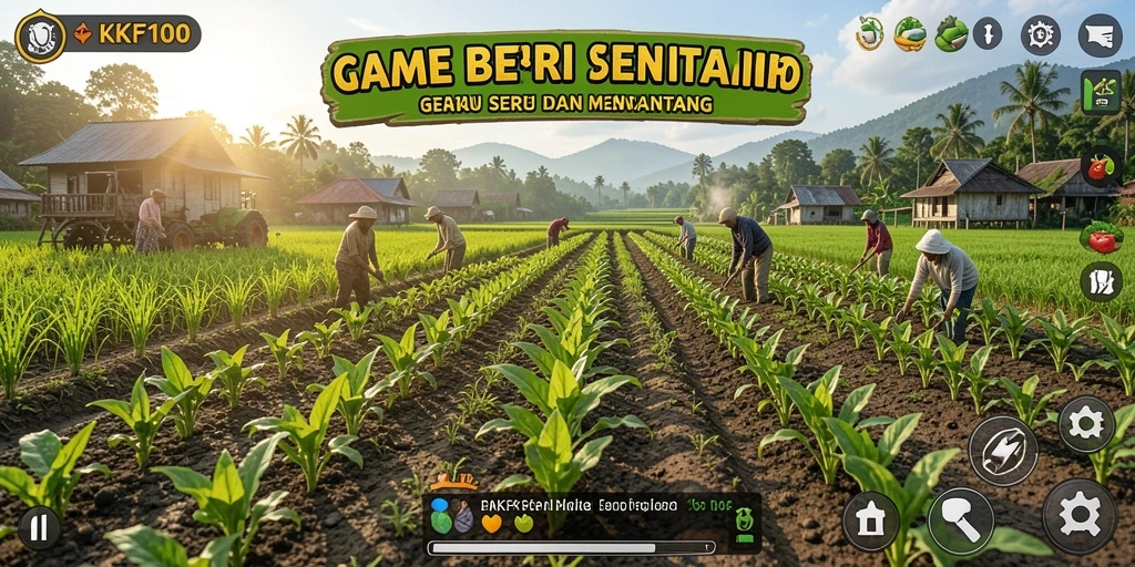 Screenshot utama KPK100 menampilkan pengalaman bertani yang seru dan menantang.