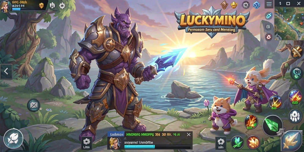 Gameplay seru LUCKYMINO dengan aksi petualangan seru.