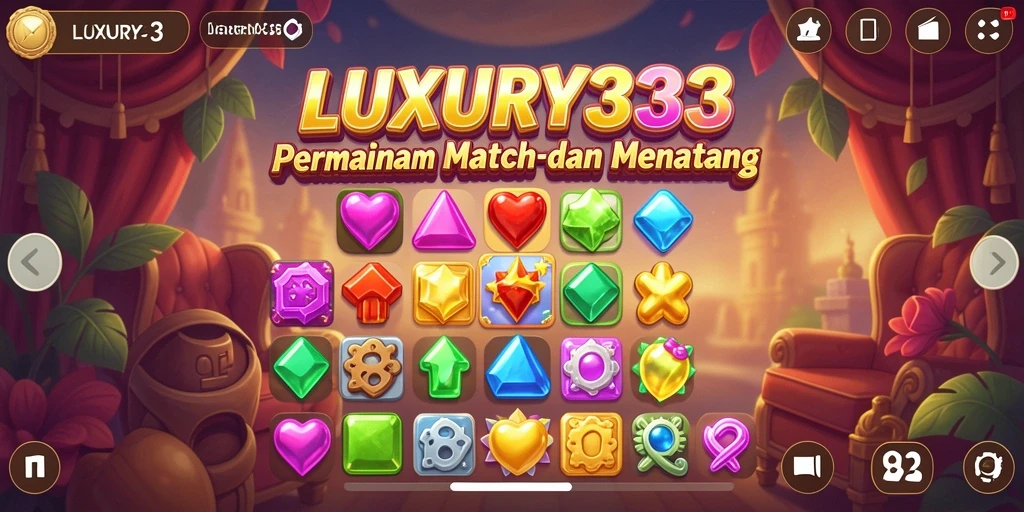 Screenshot LUXURY333 yang menampilkan gameplay Match-3 yang menawan.