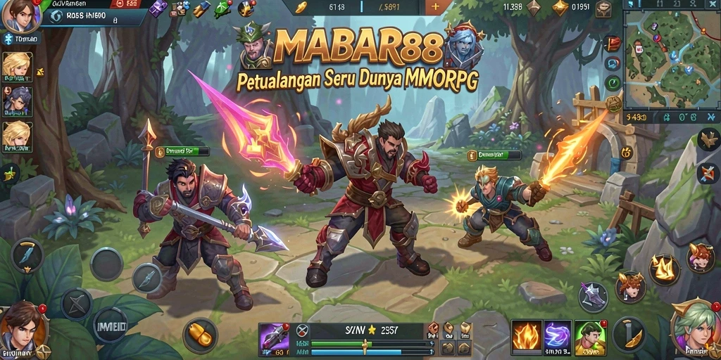 Tangkapan layar gameplay MABAR88 menunjukkan pertarungan epik dalam dunia MMORPG.
