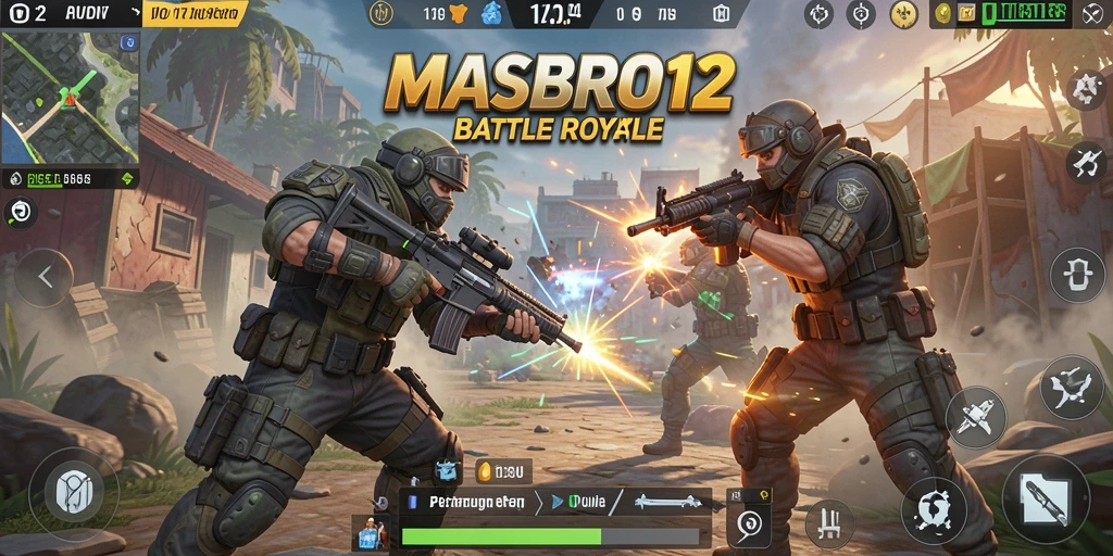 Tampilan gameplay Battle Royale yang mendebarkan di MASBRO12.