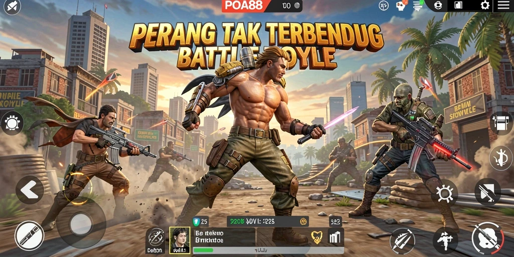 Tampilan screenshot yang menampilkan aksi seru dalam Battle Royale.
