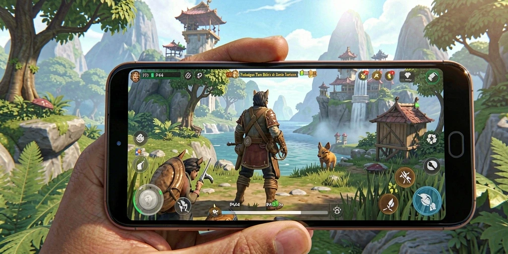 Screenshot gameplay PP444 menampilkan eksplorasi dunia terbuka yang luas.