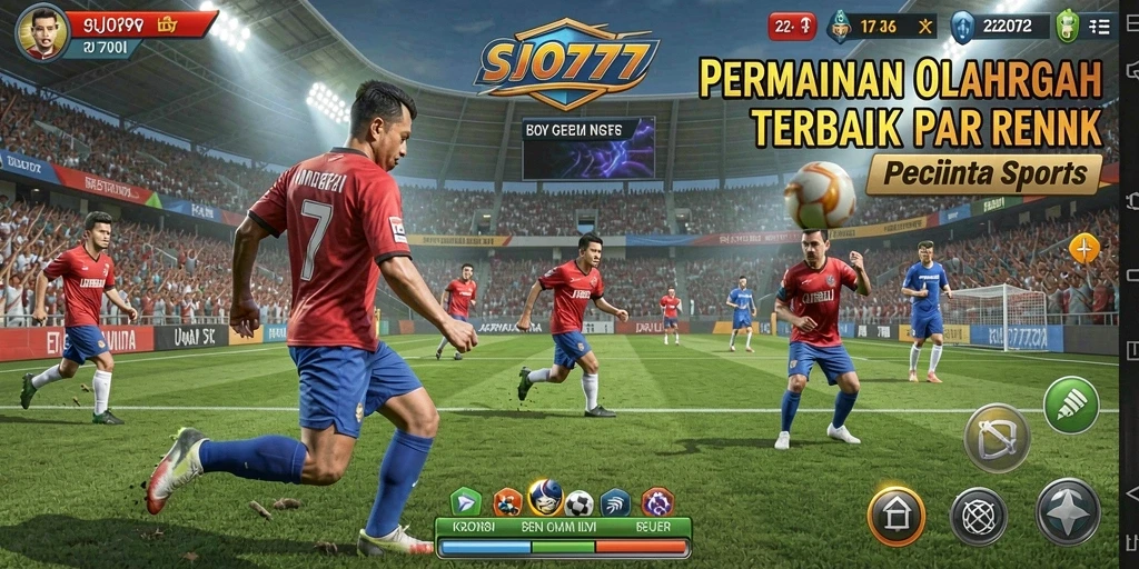 Screenshot utama SJO777 menampilkan aksi permainan olahraga yang mendebarkan.