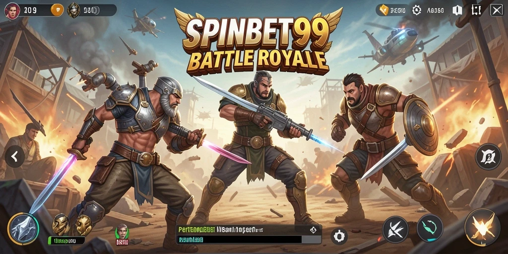 Screenshot gameplay SPINBET99 yang menampilkan aksi di arena Battle Royale.