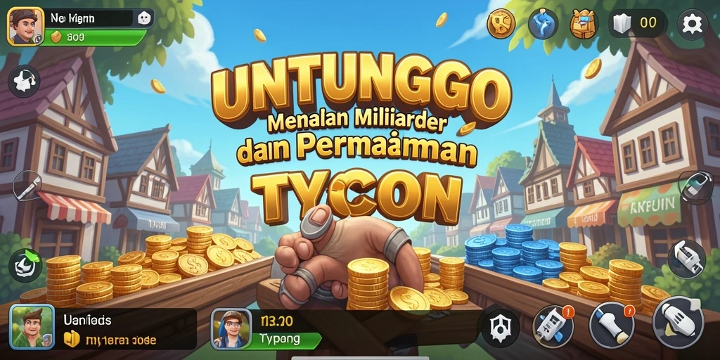 Tampilan gameplay UNTUNGGO dengan elemen Tycoon yang menarik.