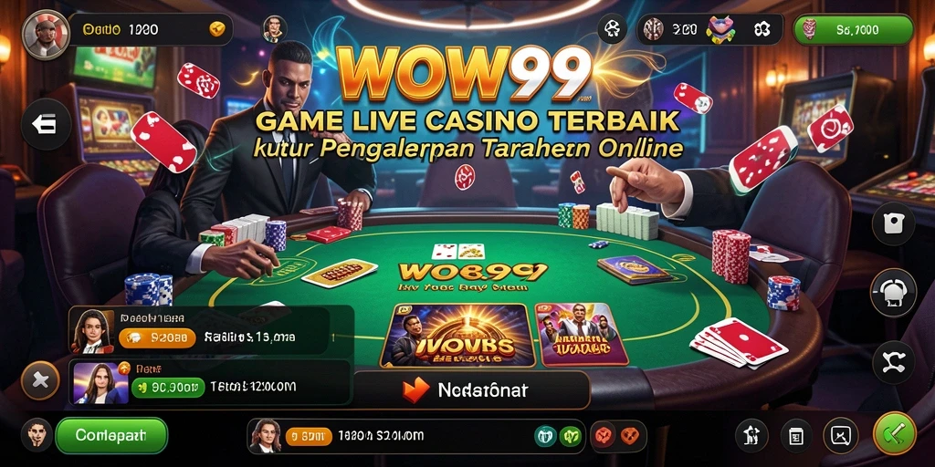 Screenshot WOW99 menampilkan dealer profesional dan suasana kasino yang nyata.