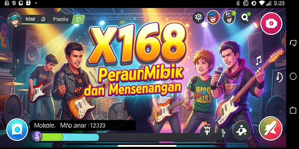 Tangkapan layar gameplay X168 yang menunjukkan pengalaman bermain musik.